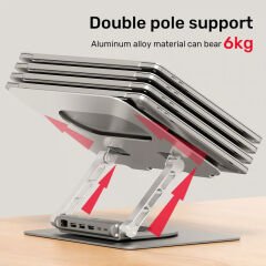 UNITEK 360D METAL 15.6” NOTEBOOK STAND 5in1 VE DOCKING STATION  (D1109B)