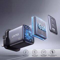 UNITEK 65W MAX GAN SARJ ISTASYONU (P1130ABK01-EU)