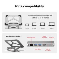 UNITEK USB-C NOTEBOOK STANDI VE DOCKING STATION (D1109A)